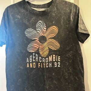 Abercrombie Kids Black Acid Wash Flower Graphic T-Shirt – Size 13/14